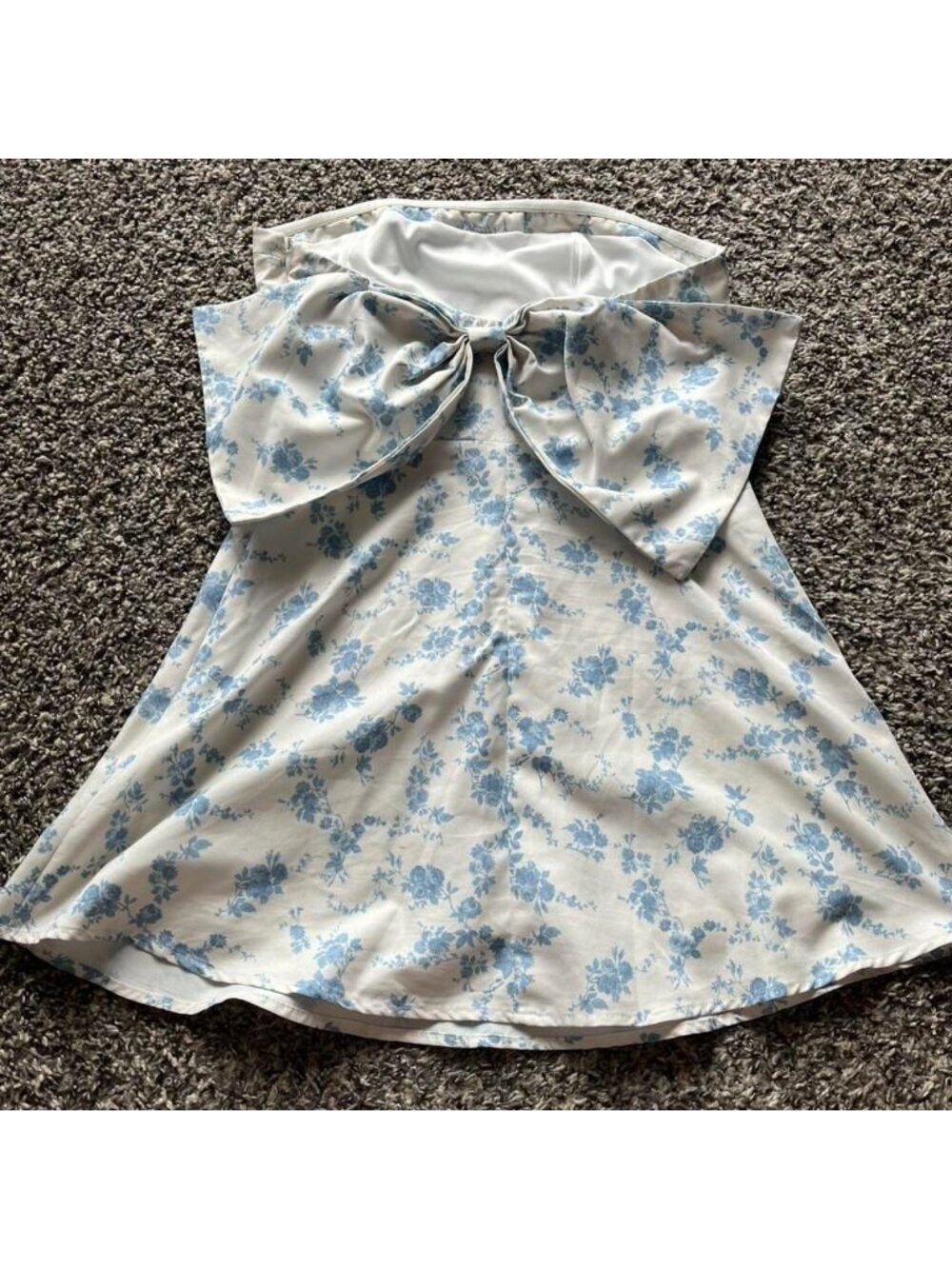 Altar'd State Blue White Floral Small Blouse/Mini Dress Bow Detail Summer Dainty - Picture 1 of 8